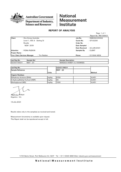Manuka Honey | Australian Medicinal Grade (1500 MGO)